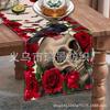 Mantel de Mesa Nuevo Transfronterizo para Halloween Calavera Rosa Atmósfera Festiva Decoración de Mesa Aislante Antideslizante Lino Banderín de Mesa