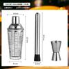 Coctelera de vidrio, coctelera de vino a escala de traje con receta, coctelera de tres etapas, herramienta para cócteles, taza para agitar a mano