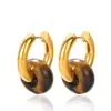 Brincos estilo europeu e americano elegantes retrô rosquinha pedra natural brincos design de nicho brincos de alta qualidade