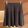 Novo Outono/Inverno Malha 100% Lã Lurex Mini Saia Plissada Feminina Cintura Alta Emagrecedora Versátil Meia Saia Saia Plissada