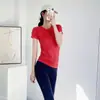 Camiseta de punto para mujer, manga corta fina de verano, color liso, ajustada, versátil, con caída, transpirable, sencilla, holgada