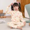 Roupas de Outono para Crianças e Calças Compridas, Conjuntos de Algodão Puro para Meninos, Íntimos Térmicos para Meninas, Suéteres de Algodão para Crianças Médias e Grandes, Pijamas para Crianças