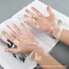 Guantes de película brillante desechables de polietileno PE, guantes de inspección, 100 unidades/paquete para fábrica, laboratorio, restaurante