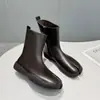Botas curtas de couro, botas femininas estilo cowboy western, novos sapatos femininos outono e inverno 2026, bico dividido, sapatos de couro retrô de luxo leve