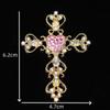Acessórios de liga metálica com cruz de diamante rosa cravejada de diamantes, capa de celular DIY, material de beleza, acessórios de fivela para decoração de saída de ar do carro