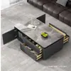 Conjunto de mesa de centro e rack de TV em pedra sinterizada Guangdong Foshan para apartamentos pequenos, sala de estar minimalista moderna para uso doméstico, mesa de centro retangular