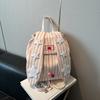 Mochila Orelhas de Coelho Bolsa Pequena Estampada Listrada Grande Capacidade Roupa de Trabalho Versátil Coração Feminino Bolsa Escolar Estudante