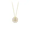 Collar Doble Uso Forma de Corazón y Trébol de Cuatro Hojas para Mujer, Cadena de Clavícula de Moda con Colgante de Diamante, Popular en Transmisiones en Vivo