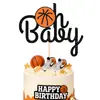 Topo de Bolo de Basquete Estilo Yuehao Sports Papel Glitter Insert para Festa de Aniversário de Meninos Decoração Suprimentos Cartão de Inserção para Assar