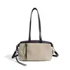 2026 Bolso de Hombro Patchwork Casual Bolso Cruzado Simple Nuevo Gran Capacidad para Viajes Cotidianos Nicho Algodón Lino Bolso Boston