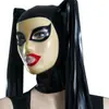 Máscara de Látex Sexy con Capucha y Cola de Gato Traje de Cosplay Unisex para Fiesta Único