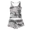 Traje de Verano con Chaleco y Shorts Y2K Estampado Retro Hottie que Muestra el Ombligo Cuello en U Sin Mangas Chaleco Top para Mujer con Estampado de Letras Americanas