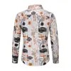 Camisa de Manga Larga Estampada Nueva Tendencia Primavera y Otoño Chaqueta para Hombre Camisa Casual Graffiti Versátil Artístico Top Holgado