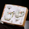 Tazas de Té Esmaltadas, Tazas de Café de Alta Calidad para Oficina, Tazas de Té para Mujer, Vasos de Vidrio de Lujo de Gama Alta, Venta al por Mayor de Fabricante