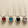 Cadena para Clavícula con Forma de Corazón de Piedras Preciosas de Colores, Estilo Millennial Chica Picante Y2K con Colgante de Corazón, Accesorio Diario Dulce y Genial para Chicas