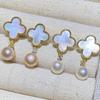 Configuraciones de Pendientes de Perla de Circonita Chapadas en Oro de 18 Quilates Madreperla Natural Accesorios para Pendientes DIY para Mujeres Materiales Hechos a Mano DIY