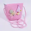 Sombrero de Paja de Verano para Niños con Bolso Pequeño a Juego, Estilo Vacaciones en la Playa, Billetera para Niños y Niñas, Bolso Pequeño a la Moda
