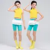 Ropa de Baile para Niñas, Chaleco Amarillo de Cuello Alto, Atuendo de Práctica, Atuendo de Presentación, Modelo de Entrenamiento de Yoga Jazz
