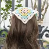 Faixa de Cabelo Vintage Tricotada Transfronteiriça Lenço Triangular de Arte Vazado Faixa de Cabeça de Crochê Faixa de Cabelo de Lã Pastoral Francesa