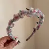 Faixa de Cabelo de Renda Floral com Tecido Bolha Plissado, Faixa de Cabelo Dentada Antiderrapante para Lavar o Rosto, Faixa de Cabelo de Coroa Alta, Presilha de Cabelo Feminina, Tiara, Acessório de Cabelo