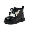 Botines estilo Martin para niña, botines cortos forrados de felpa para otoño e invierno, zapatos pequeños de piel para bebé, zapatos para caminar de suela suave, zapatos de algodón para niños