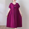 Vestido de Verão de Algodão Seda Estampado para Mulheres de Meia-Idade e Idosas Plus Size Plus Size Camisola de Uso Doméstico de Manga Curta Pode Ser Usado Fora