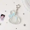 Portatarjeta de identificación estilo Ins de 1.0 pulgada, alas de ángel de acrílico, llavero de foto abanico, colgante para bolso