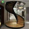 Escalera Espiral Personalizada de Vidrio Templado para Hotel, Centro Comercial, Casa, Escalera Curva, Acero-Madera, Estructura de Acero