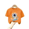 Camiseta de Manga Corta Estampada con Dibujos Animados de Algodón Puro para Niños de Edad Media y Mayores, Ropa Exterior de Verano para Niños, Ropa Infantil Moderna de Media Manga Atractiva para Niños