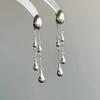 Aretes de Borla de Gotas de Agua de Plata Metal "Lágrimas de los Dioses" para Mujer Nicho Lujo Ligero Temperamento de Alta Gama Aretes Simples