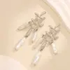 Estilo Europeu Novo Moda Estilo Luxo Leve Geométrico Vazado Patchwork Pingente de Pérola Falsa Brincos de Tarraxa Brinco de Temperamento da Moda Atacado