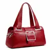 Bolsa Feminina de Couro Genuíno Estilo Europeu e Americano 2024 Bolsa de Mão Fashion e Mais Fácil de Combinar Bolsa Almofada Bolsa de Ombro para Mulheres de Meia-Idade