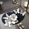 Tapete de Chão para Banheiro com Borboleta Floral 3D Tapete de Chão para Lavatório Banheiro Absorção de Água Resistência ao Desgaste Resistência à Sujeira Tapete para Pés