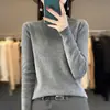 Nuevo suéter básico de punto acanalado versátil de color liso para otoño e invierno, suave y agradable para la piel, de cuello alto para mujer