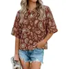 2026 Amazon Transfronterizo Verano Nuevo Estilo Europeo y Americano Patchwork Color Sólido Cuello Redondo Holgado Top Camiseta con Mangas de Tres Cuartos Acampanadas
