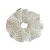 Goma para el pelo scrunchie blanca con lunares estilo coreano para mujer, Lazo para moño estilo perezoso, Accesorio para el pelo grande y elegante