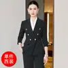 Traje formal para entrevista de emprego, vestimenta de trabalho para hotel de luxo e joalheria, terno azul-marinho de abotoamento duplo, traje profissional feminino