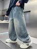 Jeans Casuais de Corte Curvo da Nova Moda Primavera 2026 para Crianças e Adolescentes Calças Longas Versáteis Tendência