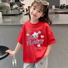 Moda de Verano Nuevo Elegante Moderno Top de Manga Corta Niñas Niños Grandes Algodón Puro Delgado Holgado Camiseta de Manga Corta para Niñas