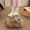Zapatos de Peluche Birkenstock para Mujer 2026 Invierno Más Terciopelo Cálidos Cobertura Total Lazo Suela Gruesa Zapatos de Algodón Zapatos Peludos Botas de Nieve