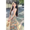 Vestido slip dress floral azul para mulheres, novo de 2026, para férias de verão na praia, vestido longo de alta qualidade, lindo e deslumbrante