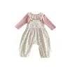 Novo Estilo de Outono Conjunto de Macacão Doce com Renda e Gola Peter Pan com Laço Grande para Meninas, Doce Conjunto de Duas Peças para Bebês e Crianças Pequenas