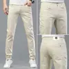 Pantalones casuales de alta gama italianos de color claro para hombre, colección primavera/otoño 2026, corte recto ajustado, elásticos, color liso, pantalones de vestir