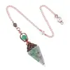 Suministro Transfronterizo Colgante Péndulo de Cristal de Color Rojo Antiguo Soporte de Flores Retro Resina Cónica Hexagonal Ágata Grava Péndulo