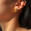 Nuevos Pendientes de Malla con Púas Estilo Ins Pendientes de Oro de 18K Anillo de Acero Inoxidable Pendientes de Acero de Titanio Pendientes
