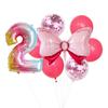 Globo de aluminio con lazo rosa transfronterizo, ideal para fiestas de cumpleaños de bebés de 0 a 9 años.