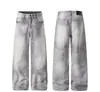 Jeans anchos de estilo americano para hombre, modelo nuevo de primavera 2026, corte holgado, adelgazantes, pierna recta, pantalones de largo hasta el suelo