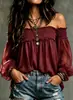 Outono/Inverno 2026 Nova Moda Transfronteiriça Amazon Wish Moda Feminina Europeia e Americana Cor Sólida Ombro a Ombro Casual Franzida Camisa Blusa