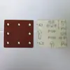 Suministrado Directamente por el Fabricante, 115*110mm 8 Agujeros Cuadrado Óxido de Aluminio Flocado Papel de Lija Rojo, Papel de Lija Flocado Más Vendido Transfronterizo