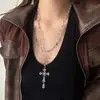 Dulce Fresco Y2K Personalizado Multicapa Apilado Cadena de Clavícula de Cruz con Cuentas de Cristal para Mujer Nicho Gótico Spice Girls' Cadena de Clavícula Tendencia